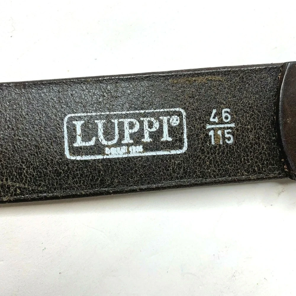 LUPPI Brown Leather Belt With Woven Pattern Argentinian Southwestern 46/115‎